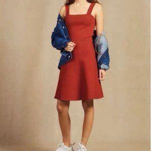 NEW Alyson Sleeveless Pointelle-Trim knit Dress in Dark red